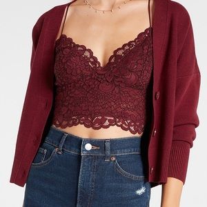 Express Allover Laced Crop Cami